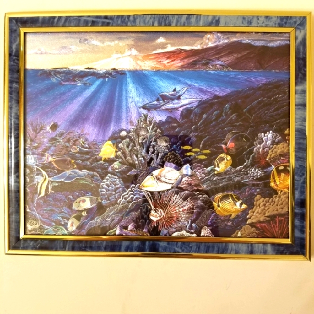 Rare Collectible Gorgeous Hawaii Sunset Riff Lazer Etched Picture
